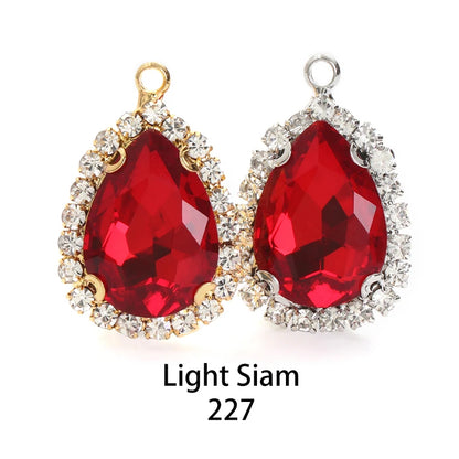 Acmore Crystal Drop Shape Crystal Stone Sewing on Golden/white K Claw Setting Pendant Necklace Strass Rhinestone Crafts