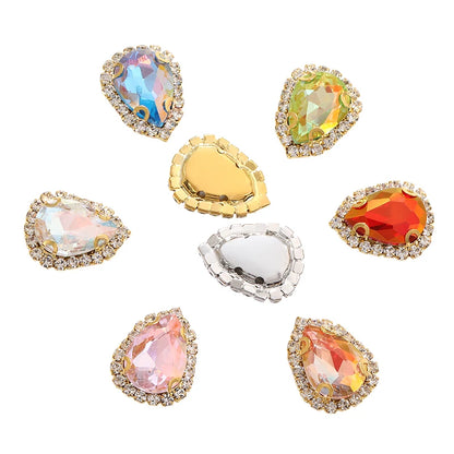 Acmore Crystal New Arrival LA Series Drop Shape  Cup Chain Flat Back Rhinestone 3D Crystal Sew on Beads for Jewelry