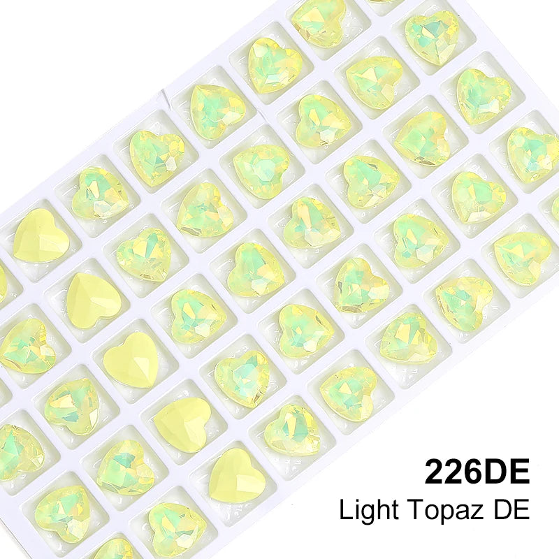 Acmore Crystal New Design Point Back Heart Shape Rhinestones Glass Crystal Stones Opal Mocha Fashion Nail Art Decoration