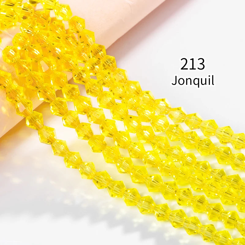 Acmore Crystal 4mm 21 Colors Bicone Shaped Crystal Stone Wholesale Loose Necklace Bracelet Earring Through Hole Glass Rhinestone Beads