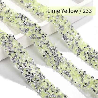 Acmore Crystal Wholesale 1.2cm Bling Self-Adhesive Resin Mesh Strips With Round Point Back Rhinestones Tube Rope for Decoration Garment
