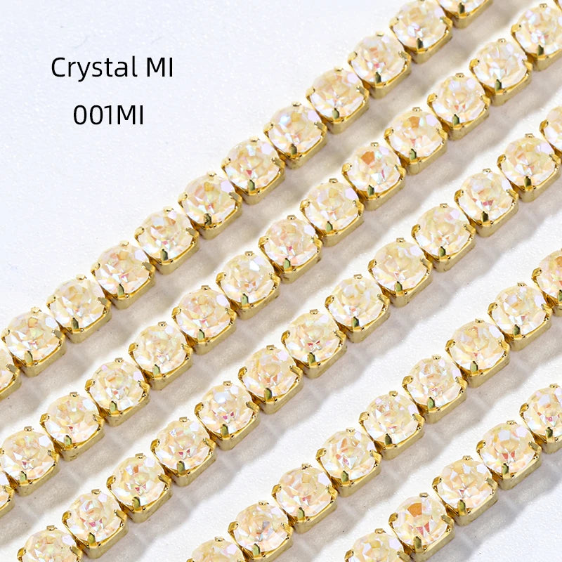 Acmore Crystal New SS4-SS16 Size MI Round Shape Glass Stones Copper Claw Rhinestones Chain Sew on Crystal Direction DIY Rhinestone