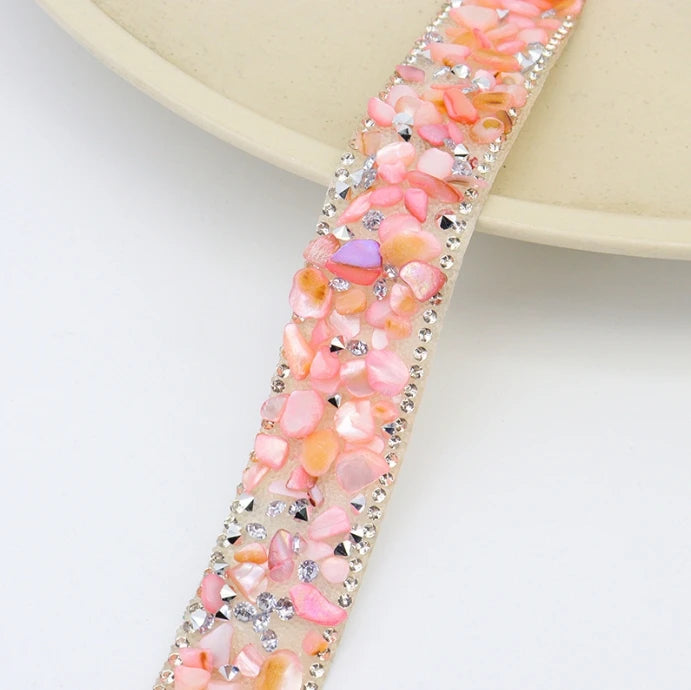 Acmore Crystal  Hot-Fix Gravel Tape 2cm Wide Rhinestone Chain Stone Cake Ribbon Trimming Wedding Decoration Sewing Accessories