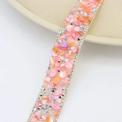 Acmore Crystal  Hot-Fix Gravel Tape 2cm Wide Rhinestone Chain Stone Cake Ribbon Trimming Wedding Decoration Sewing Accessories