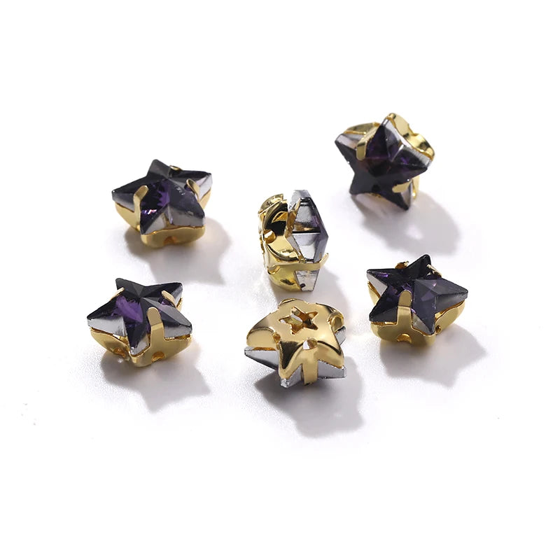 Hot Selling Acmore Crystal 10mm Star Pointback Glass Claw Drill Shiny Rhinestones Charms DIY Accessories for Dress & Clothing