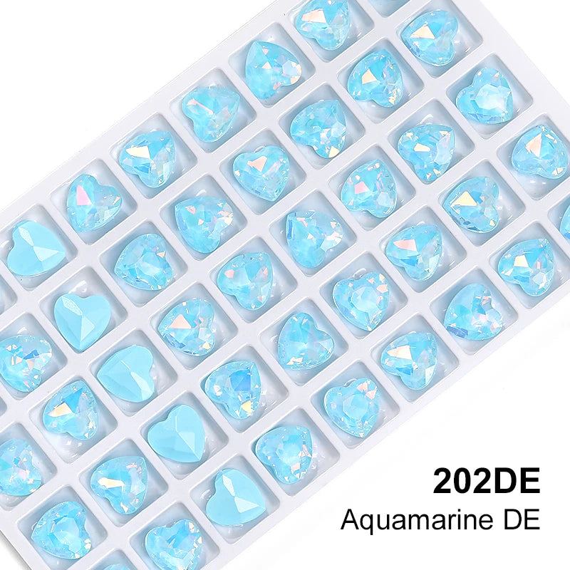 Acmore Crystal New Design Point Back Heart Shape Rhinestones Glass Crystal Stones Opal Mocha Fashion Nail Art Decoration
