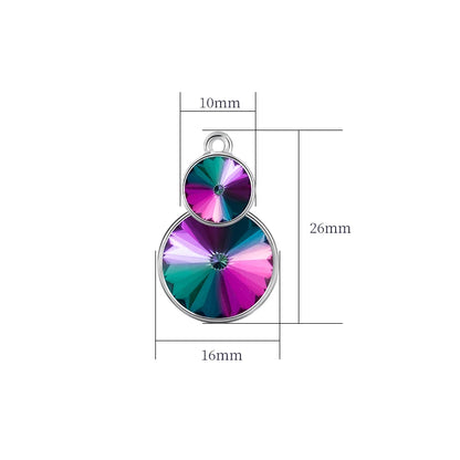 Acmore Crystal Double Rivoli Shaped Fancy Shiny 16 Colors Crystal Stones K9 Glass Alloy Back Pendant Necklace for DIY Earring Charms