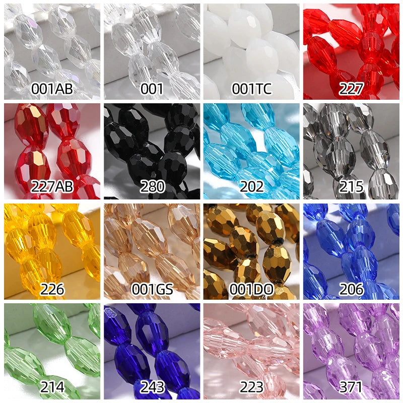 Acmore Crystal Popular  6*8MM Olive-shaped Crystal Beads for Clothing Making Best  DIY Accessories for Door & Curtain Decoration