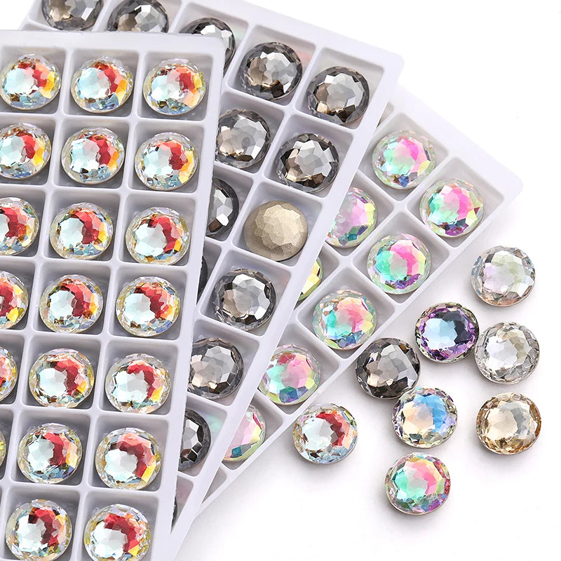 Acmore Crystal High Quality K9  Crystal Glass 12mm Mandala Round Pointback  Rhinestones  for Decoration DIY Accessories