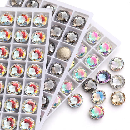 Acmore Crystal High Quality K9  Crystal Glass 12mm Mandala Round Pointback  Rhinestones  for Decoration DIY Accessories
