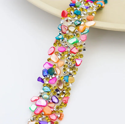Acmore Crystal  Hot-Fix Gravel Tape 2cm Wide Rhinestone Chain Stone Cake Ribbon Trimming Wedding Decoration Sewing Accessories
