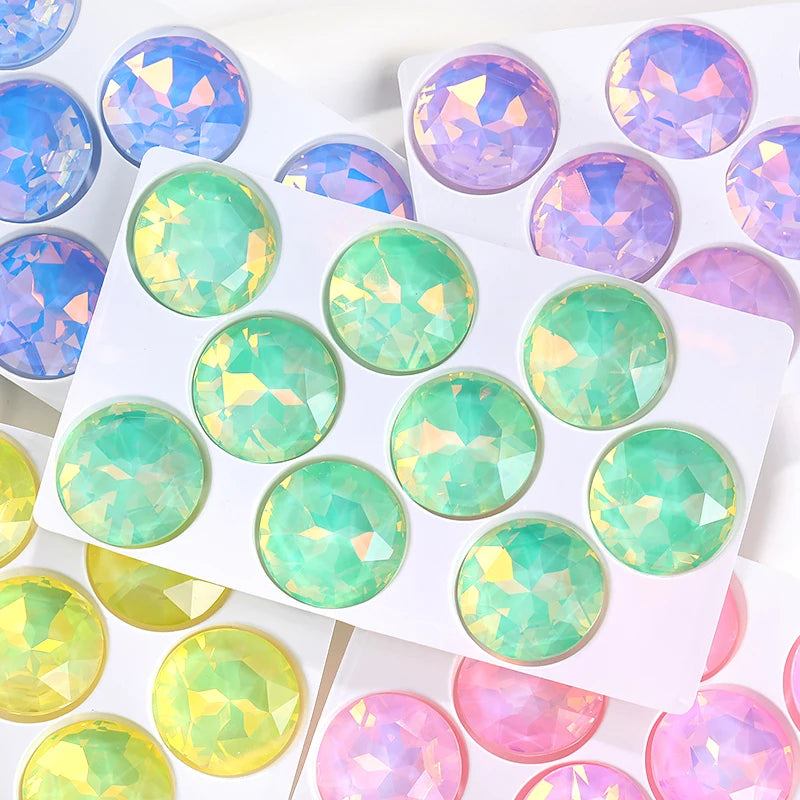 Acmore Crystal High Quality K9 Point Back Gemstone Flower Shape Glass Loose Rhinestones Opal Mocha Crystal Jewelry Diy Decoration