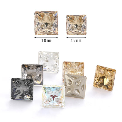 Acmore Crystal Square Shape Star Meteorite Series 12 /18mm K9 Glass Pointback Crystal Stones Rhinestones for Jewelry Making Garment