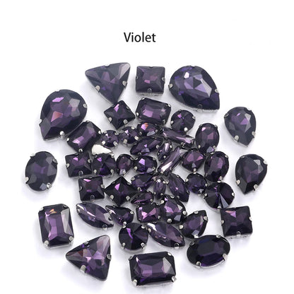 Acmore Crystal Mixed Shapes 22 Colors Four-point Stainless Steel Claw Loose Sew on Crystal Stone Glass DIY Rhinestone With Claw Setting