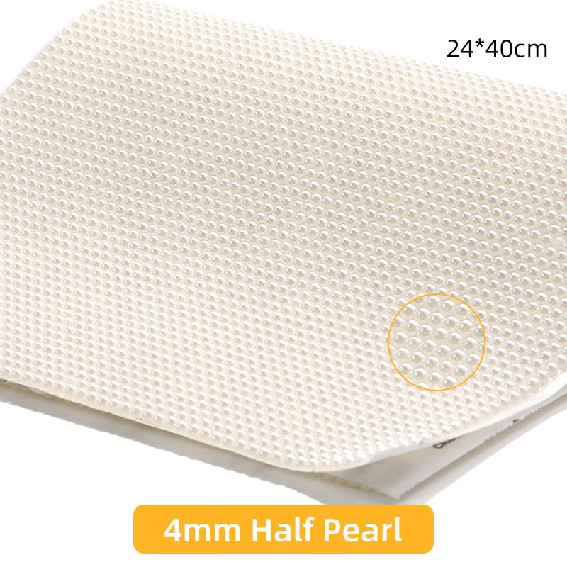 Acmore Crystal 24*40CM Pearl Mesh Trimming Net Colorful Resin Best Rhinestone DIY Purse Applique  for Wedding & Dress
