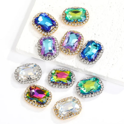 Acmore Crystal Gold Bottom High Quality 13*18mm Rhinestone Beads With Claw Sew on Glass Crystal Stone for DIY Design Accessories