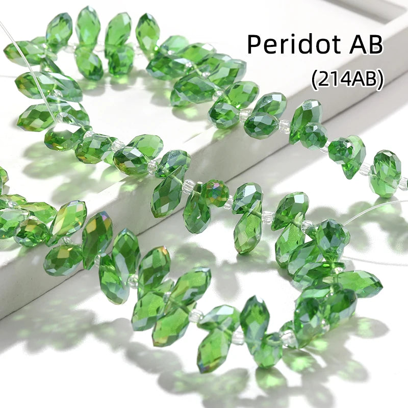Acmore Crystal   6*12MM Water Drop Faceted Crystal Glass Beads Accessories for Bracelet Making 12 Colors  Loose Stone Glass Crafts