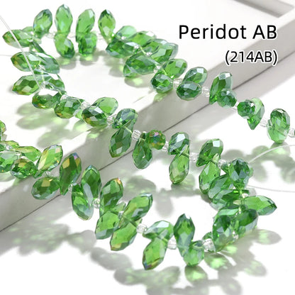 Acmore Crystal   6*12MM Water Drop Faceted Crystal Glass Beads Accessories for Bracelet Making 12 Colors  Loose Stone Glass Crafts