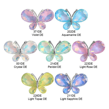 Acmore Crystal New Design Loose Rhinestone Butterfly Alloy Flower Shapes Crystal Stone Point Back DIY Clothes Decoration