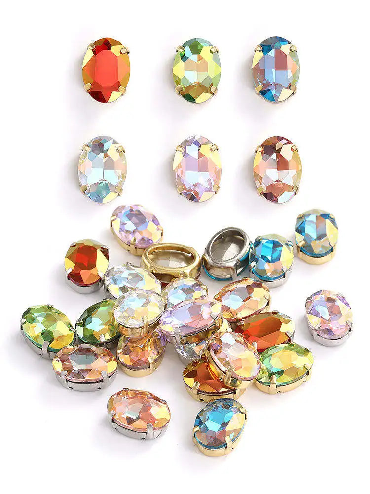 Acmore Crystal High Quality  Oval LA Series Point Back Glass Stone With Claw Rhinestones for Sewing Accessories