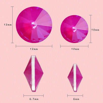 Acmore Crystal10mm/12mm Wholesale Different Colors Shapes Mocha Rivoli Crystal Rhinestones Glass Fancy Stones for Jewelry Set