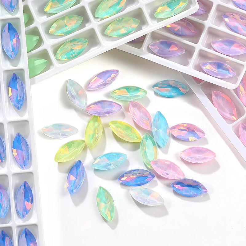 Xihcuan Wholesale Point Back Navette Shape Class Rhinestones Glue on Color Clothes Fashion Crystal DIY Nail Art