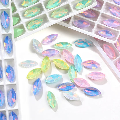 Xihcuan Wholesale Point Back Navette Shape Class Rhinestones Glue on Color Clothes Fashion Crystal DIY Nail Art