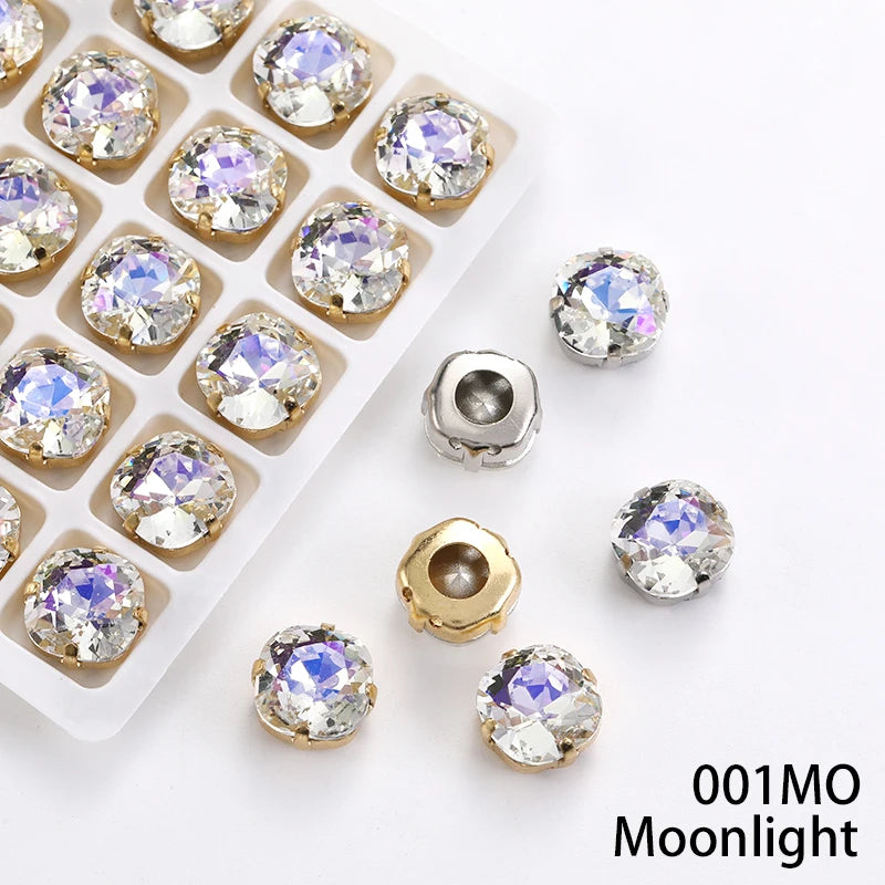 Acmore Crystal High Quality Cushion Shape Crystal Glass Sew on Copper Claw Rhinestones for Clothes Bags Sewing Accessories