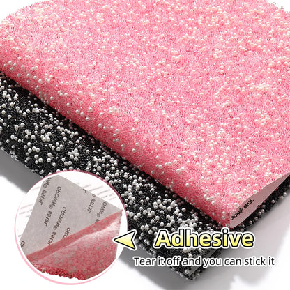 Acmore Crystal 24*40CM Pearl Mesh Trimming Net Colorful Resin Best Rhinestone DIY Purse Applique  for Wedding & Dress