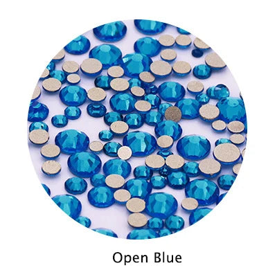 Acmore Crystal Gold Flat Back Round 40 Colors SS3-SS20 Mixed 3d Crystal ab Press on Nail Art Supplies Rhinestone Accessories