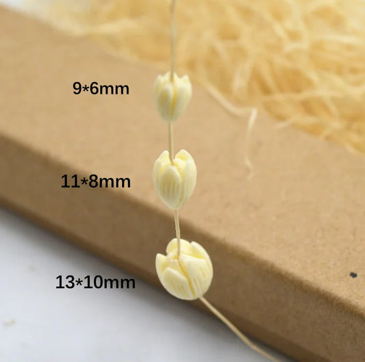 Acmore Crystal 9*6mm Hawaii Resin Jasmine Flower Beads for Jewelry Making Lavender Lilac Pikake Flower Acrylic Charms