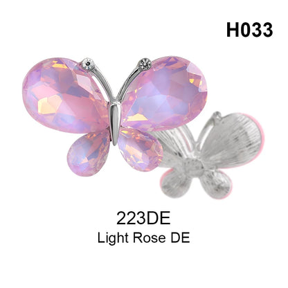 Acmore Crystal New Design Loose Rhinestone Butterfly Alloy Flower Shapes Crystal Stone Point Back DIY Clothes Decoration