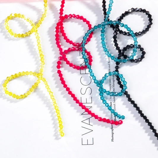 Acmore Crystal 4mm 21 Colors Bicone Shaped Crystal Stone Wholesale Loose Necklace Bracelet Earring Through Hole Glass Rhinestone Beads