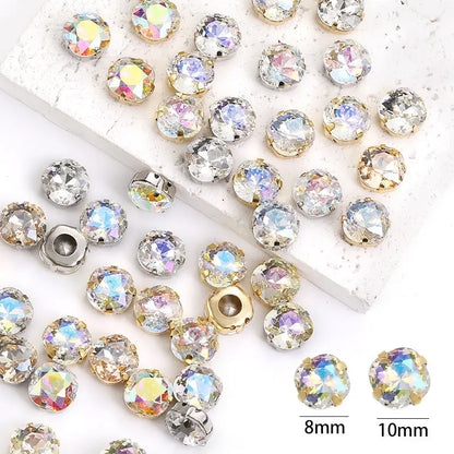 Acmore Crystal High Quality Cushion Shape Crystal Glass Sew on Copper Claw Rhinestones for Clothes Bags Sewing Accessories