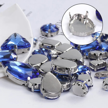 Acmore Crystal Mixed Shapes 22 Colors Four-point Stainless Steel Claw Loose Sew on Crystal Stone Glass DIY Rhinestone With Claw Setting