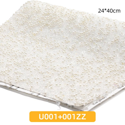 Acmore Crystal 24*40CM Pearl Mesh Trimming Net Colorful Resin Best Rhinestone DIY Purse Applique  for Wedding & Dress