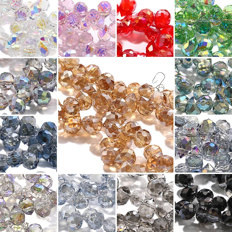 Acmore Crystal  8*10MM Shinning AB Color Faceted Cutting Strawberry  Tear Drop  Crystal Loose Beads Jewelry Accessories