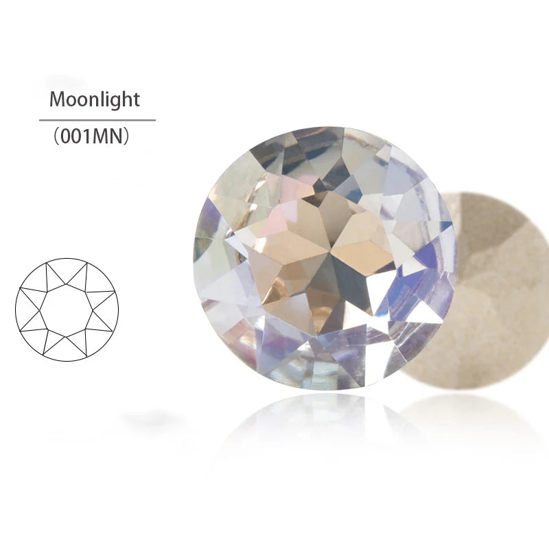 Acmore Crystal Gemstone Flower Round K9 Glass Rhinestones Crystal Pointback Glue on Clothing Making Nail Art Garment Crafts Jewelry