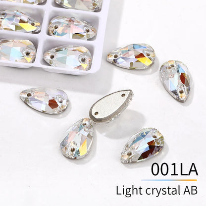 Acmore Crystal Drop Shape New  Color Series Crystal Flatback Sew on Rhinestone for Garment Shoes Bag Decoration