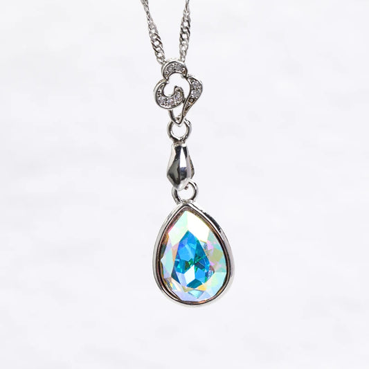 Acmore Crystal Drop Shaped Fancy Shiny Colors K9 Crystal Stones Alloy Back Pendant Necklace Deco Charms Jewelry Rhinestones Accessories