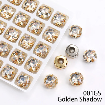 Acmore Crystal High Quality Cushion Shape Crystal Glass Sew on Copper Claw Rhinestones for Clothes Bags Sewing Accessories