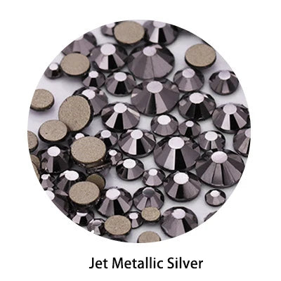 Acmore Crystal Gold Flat Back Round 40 Colors SS3-SS20 Mixed 3d Crystal ab Press on Nail Art Supplies Rhinestone Accessories