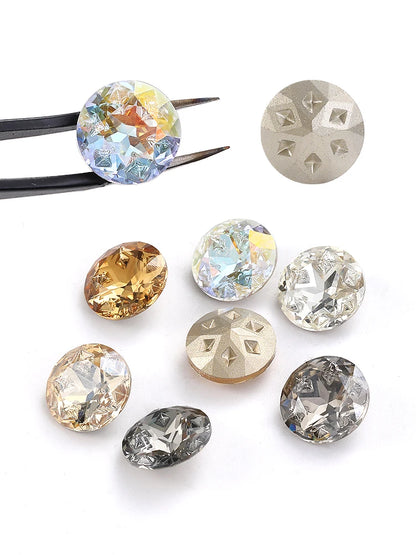 Acmore Crystal Round Star Meteorite Series 12 /18mm K9 Glass Pointback Crystal Stones Rhinestones for Jewelry Making Garment