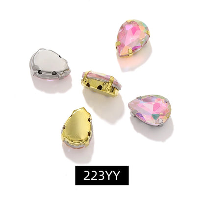 Acmore Crystal  Shadow  Series Piont Back Rhinestone With Claw Four Corners of Water Droplets Stone for Garment