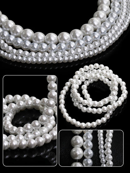 Acmore Crystal 3mm/4mm/6mm/8mm White Glass Imitation Pearl Beads with Hole ABS Loose Beads for Jewelry Making  Decoration Accessories