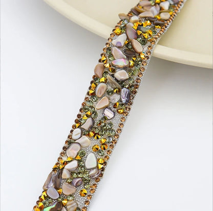 Acmore Crystal  Hot-Fix Gravel Tape 2cm Wide Rhinestone Chain Stone Cake Ribbon Trimming Wedding Decoration Sewing Accessories