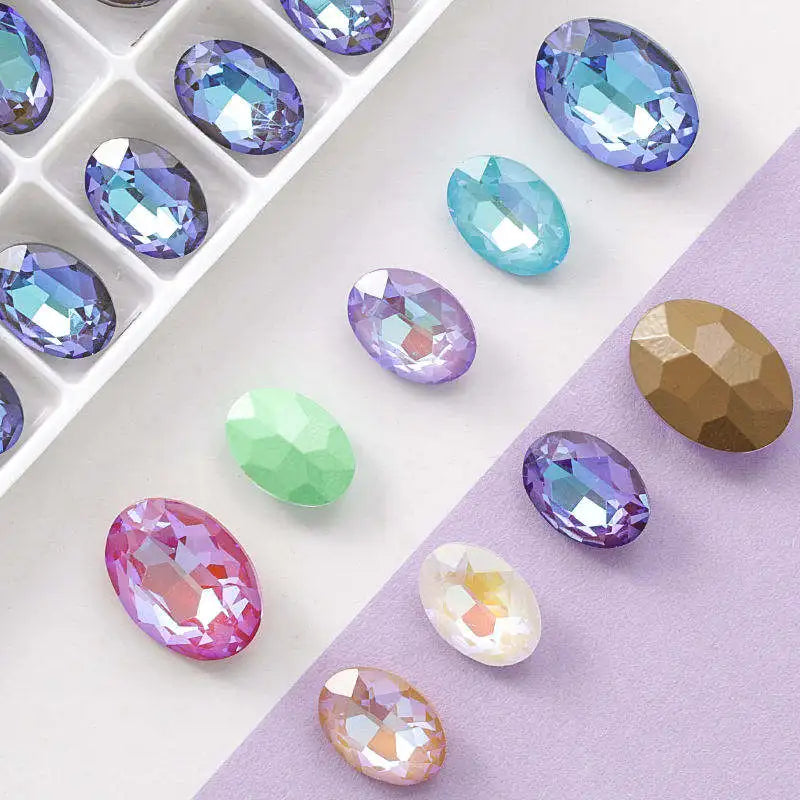 Acmore Crystal K9 Fancy Stone Rhinestones  MI MK LS Series Oval Point Back Shapes Glass Crystal Stone Women Clothes Shoes Bags