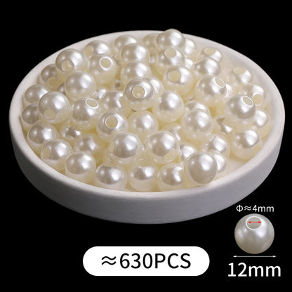 Acmore Crystal Wholesale Pearl Jewelry Beads White Abs Plastic Decoration Pearl Round Loose Pearls in Bulk With Holes
