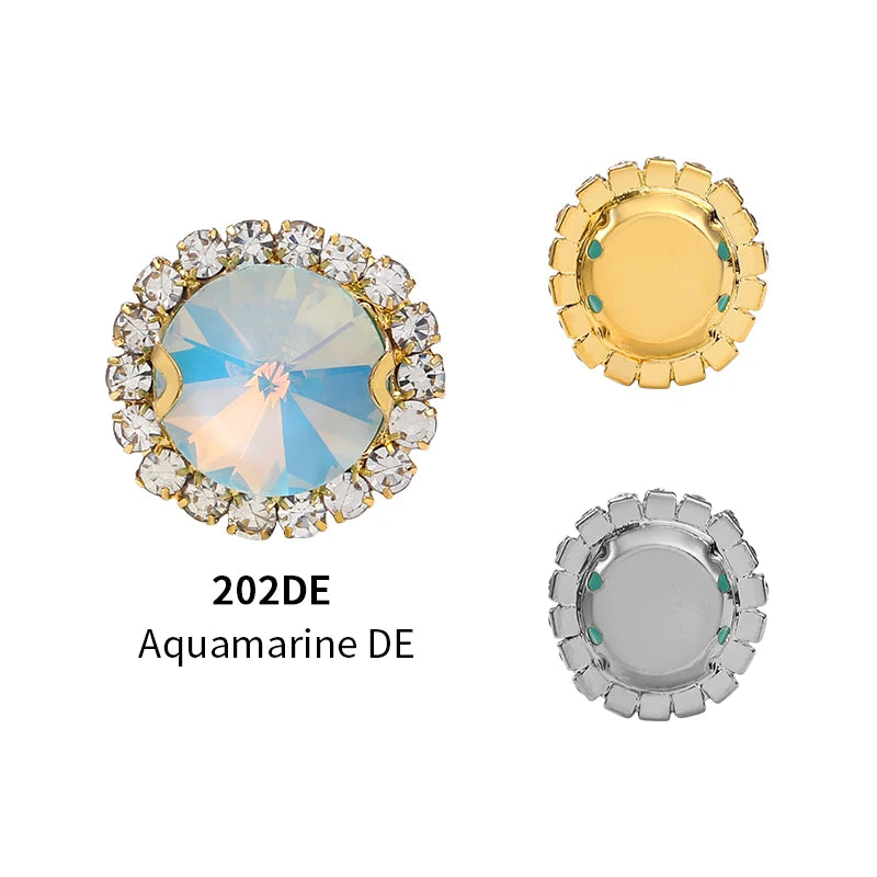 Acmore Crystal New Product Rivoli Shapes Flat Back Sew on Stone With Cup Chain Loose Rhinestones DIY Garment Shirt Shoes Bags
