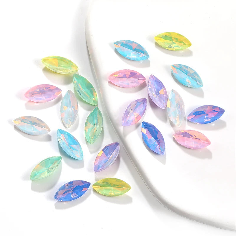 Xihcuan Wholesale Point Back Navette Shape Class Rhinestones Glue on Color Clothes Fashion Crystal DIY Nail Art